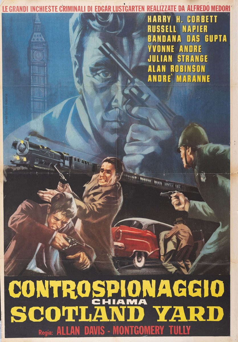 Manifesto 2 per il film Controspionaggio chiama Scotland Yard (1966), dipinto da Mario Piovano