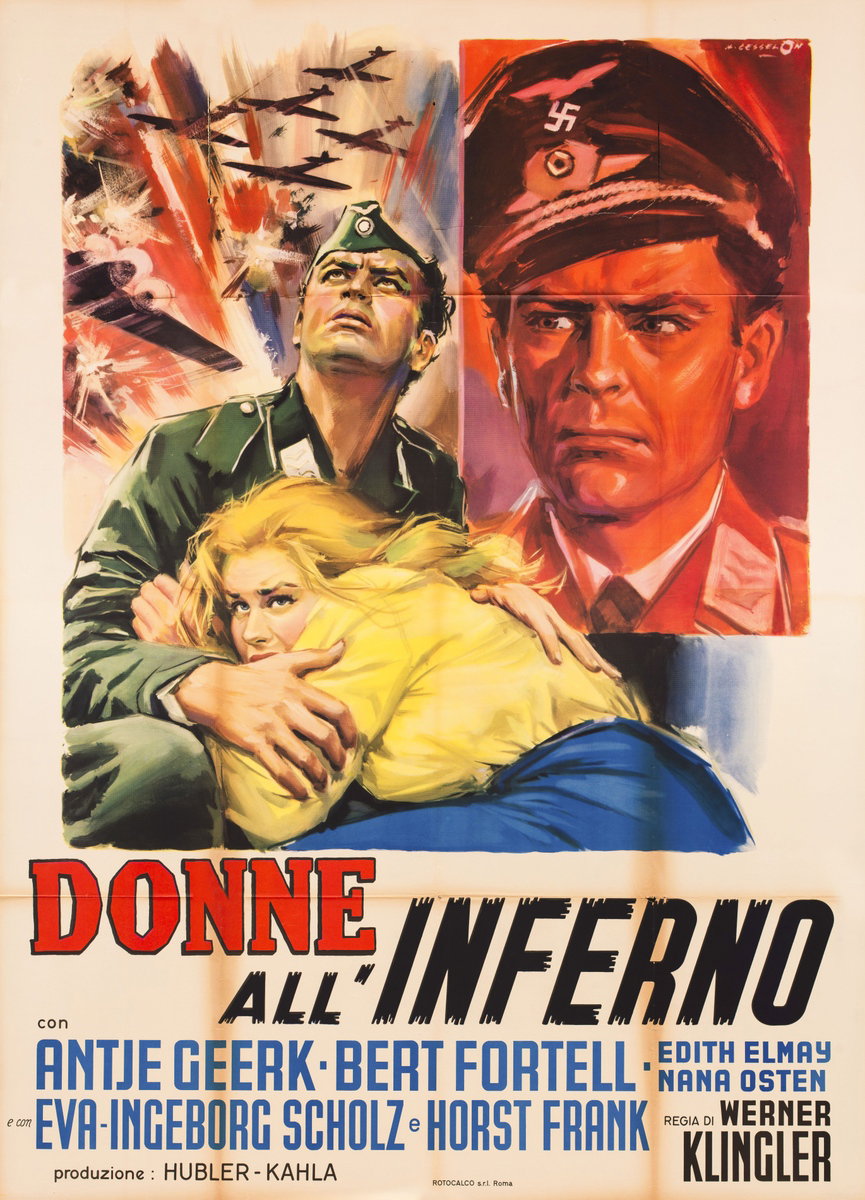 Poster 2 for the film Blitzmädels an die Front (1958), painted by Angelo Cesselon