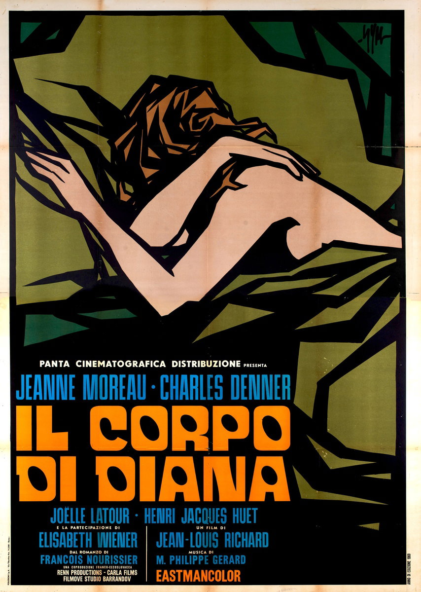 Manifesto 2 per il film Il corpo di Diana (1969), dipinto da Sandro Simeoni (Symeoni)