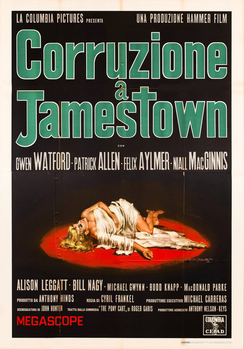 Manifesto 2 per il film Corruzione a Jamestown (1960), dipinto da Rodolfo Gasparri