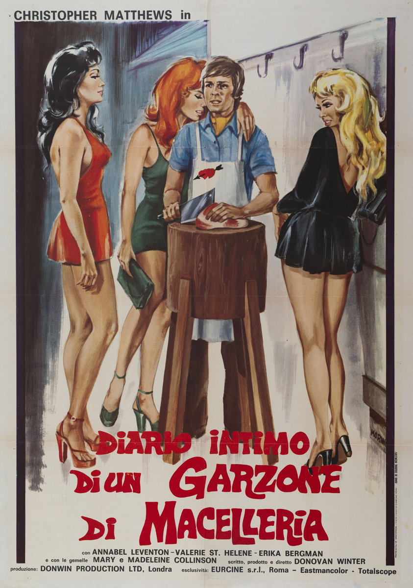 Manifesto 2 per il film Diario intimo di un garzone di macelleria (1969), dipinto da Basilio Morini