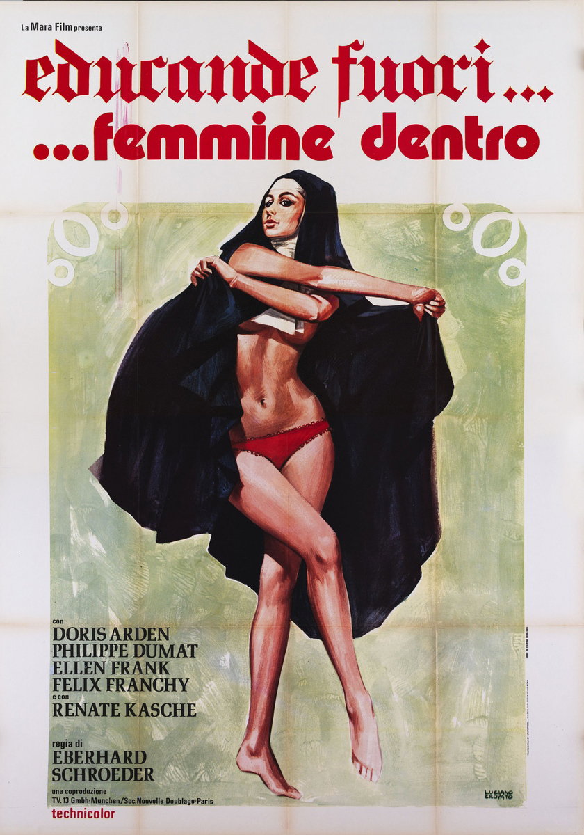 Manifesto 2 per il film Educande fuori... femmine dentro (1971), dipinto da Luciano Crovato