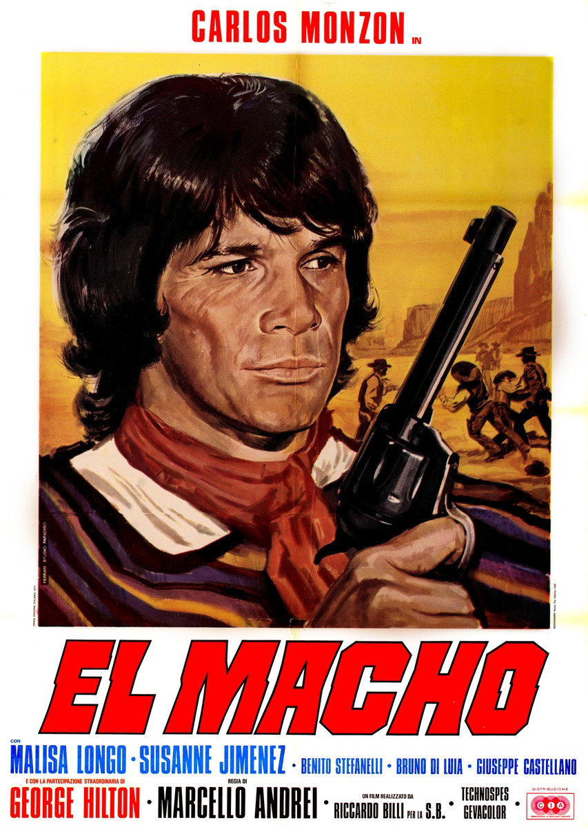 Manifesto 2 per il film El Macho (1977), dipinto da Mario Ferrari (Mafè)