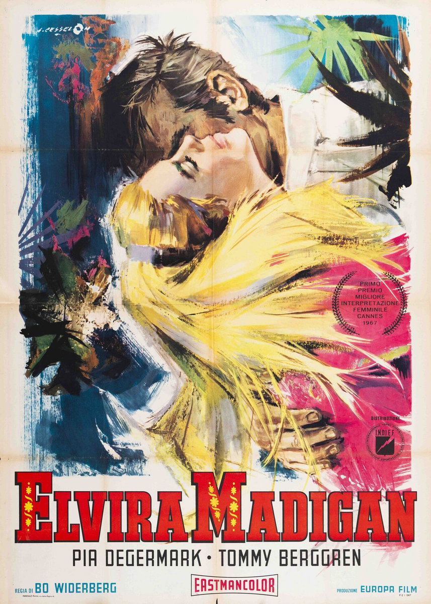 Poster 2 for the film Elvira Madigan (1967), painted by Angelo Cesselon