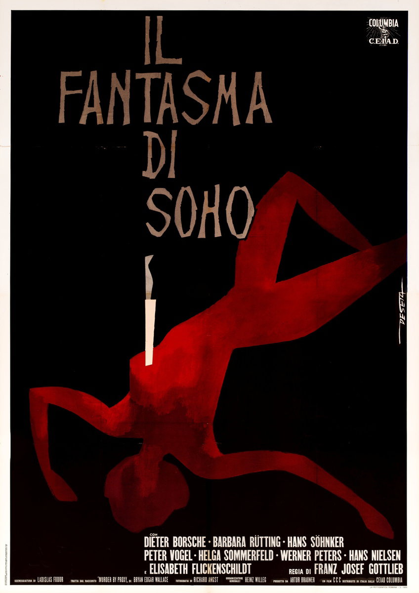 Manifesto 2 per il film Il fantasma di Soho (1964), dipinto da Enrico De Seta