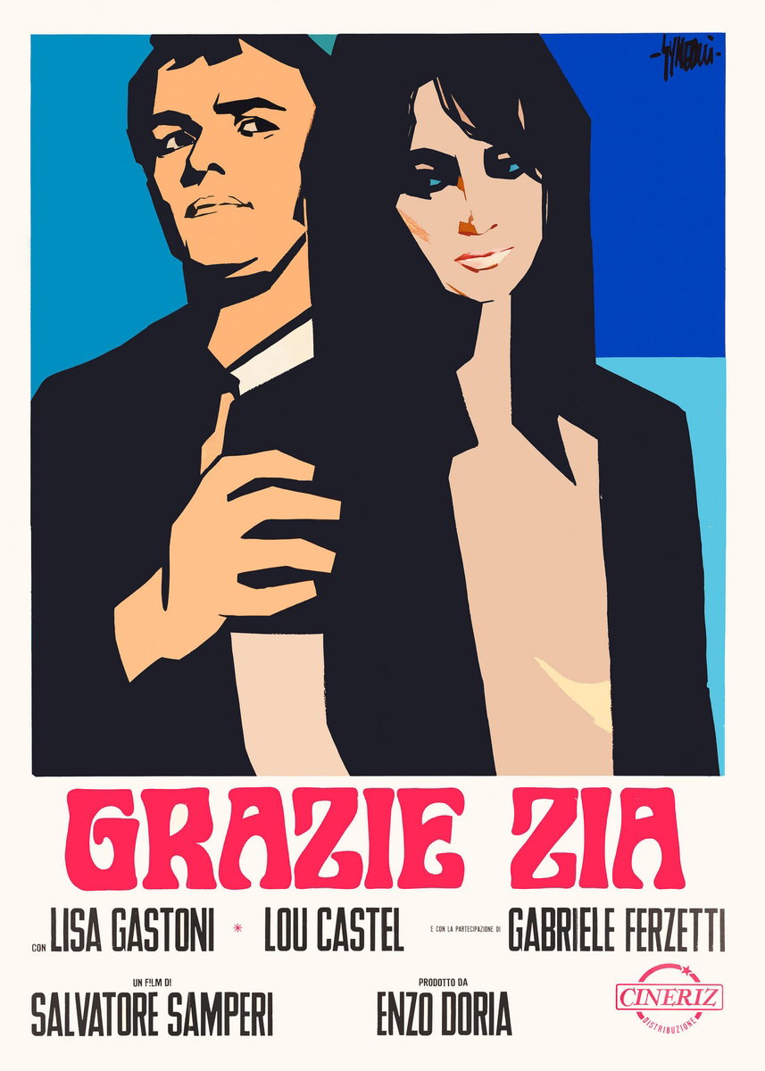 Poster 2 for the film Come Play With Me (1968), painted by Sandro Simeoni (Symeoni)