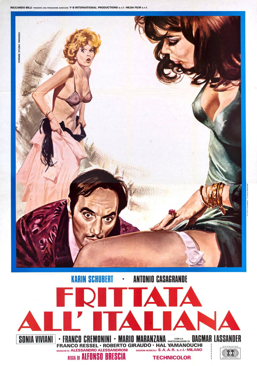 Poster 2 for the film Omelette Italian Style (1976), painted by Mario Ferrari (Mafè)