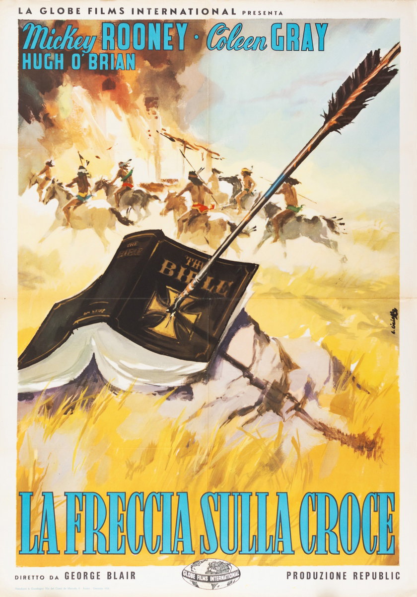Manifesto 2 per il film La freccia sulla croce (1955), dipinto da Averardo Ciriello