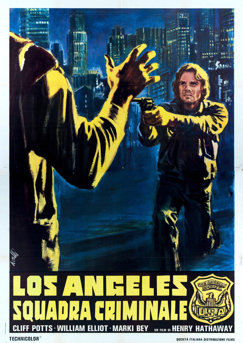 Manifesto 2 per il film Los Angeles squadra criminale (1974), dipinto da Agatino Avelli