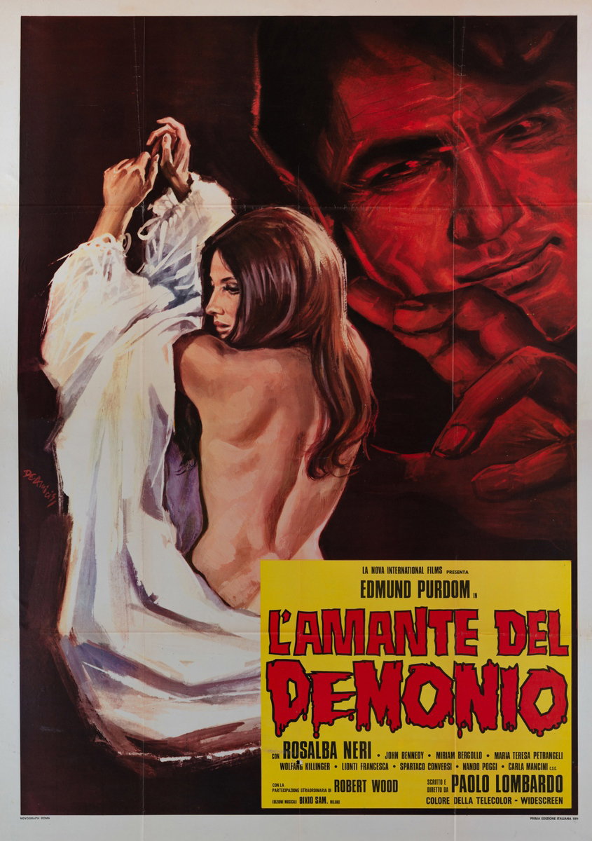 Manifesto 2 per il film L'amante del demonio (1972), dipinto da Arnaldo De Amicis (Aldo)