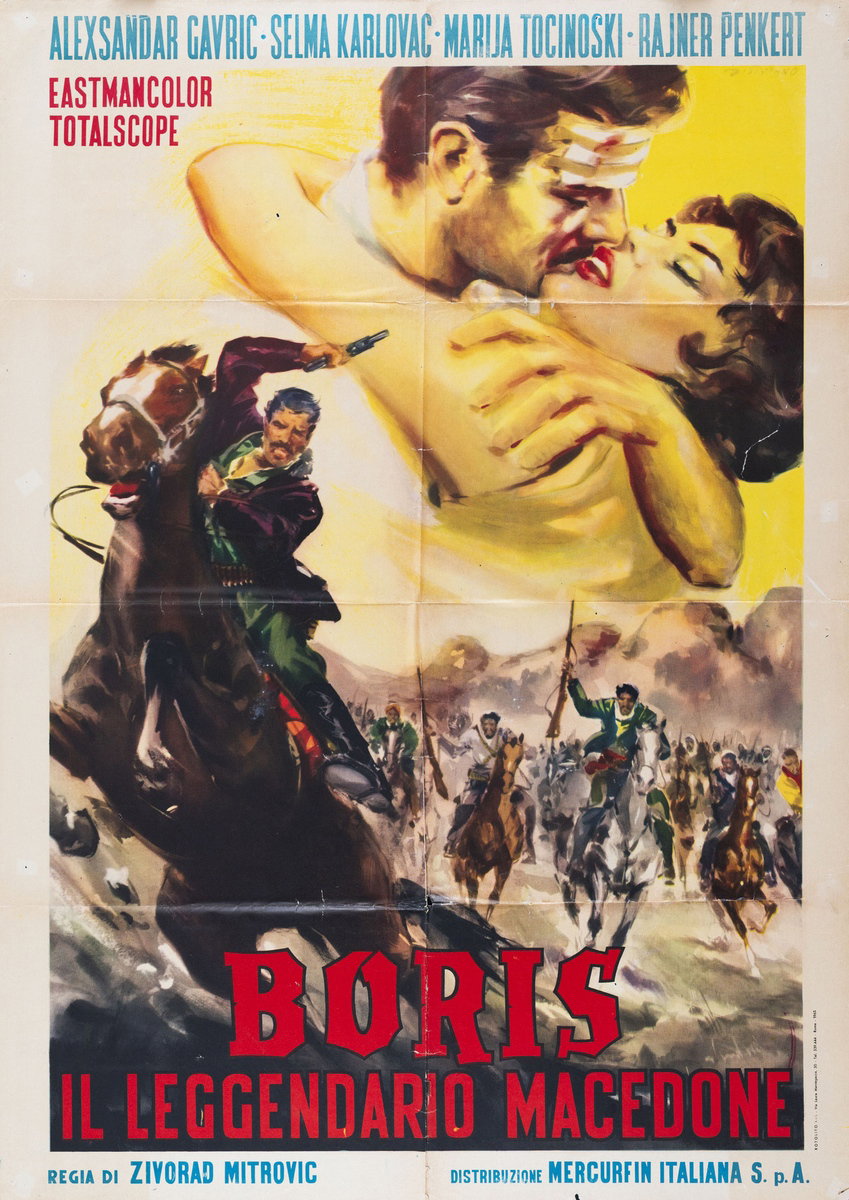 Manifesto 2 per il film Boris, il leggendario macedone (1960), dipinto da Giovanni Di Stefano