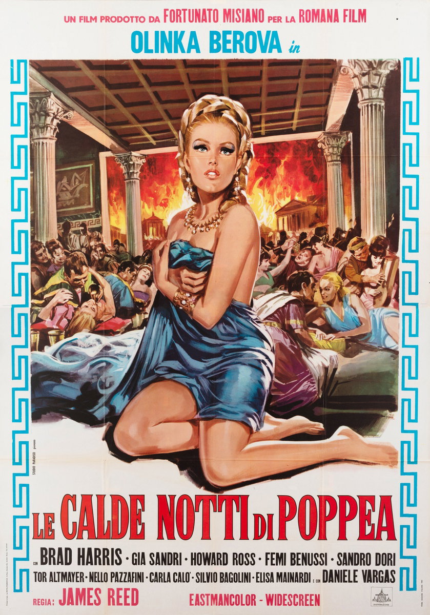 Manifesto 1 per il film Le calde notti di Poppea (1969), dipinto da Mario Piovano