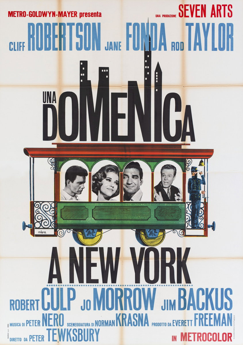 Poster 2 for the film Sunday in New York (1963), painted by Virgilio Milana