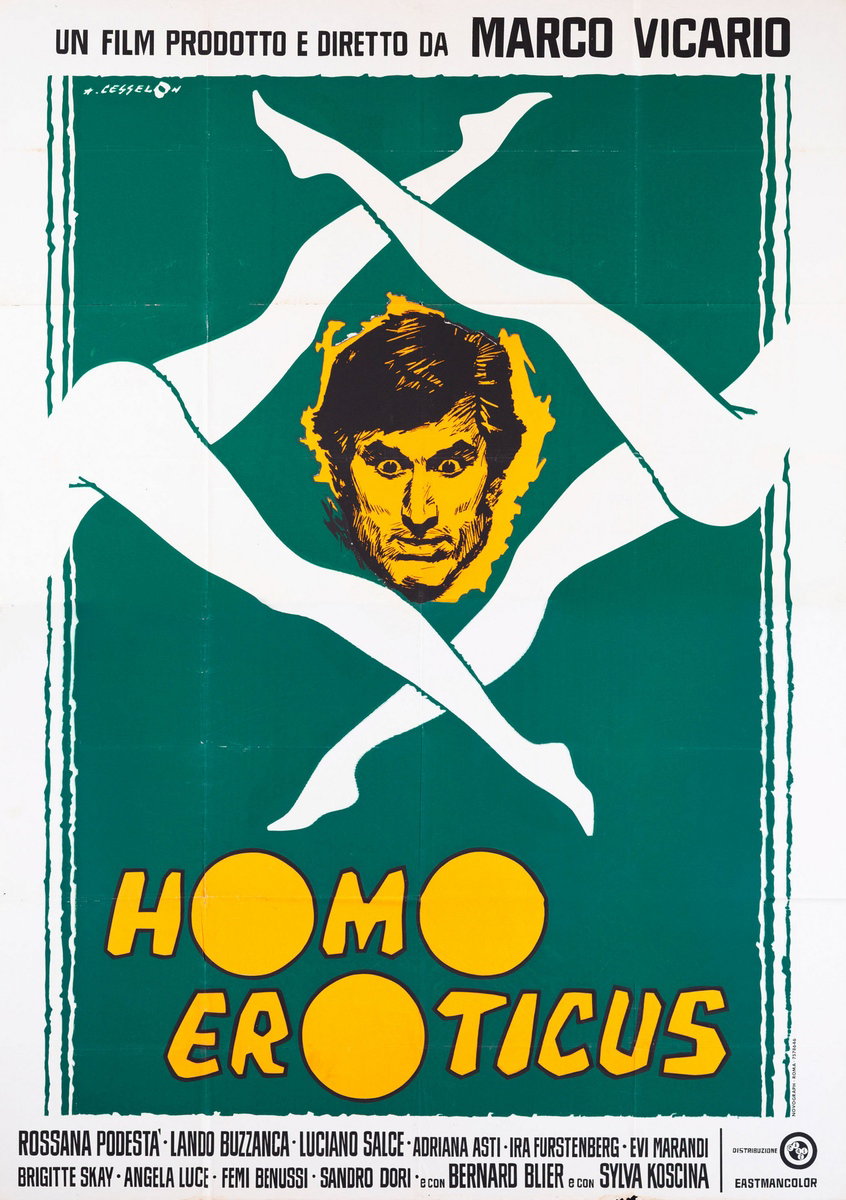 Manifesto 2 per il film Homo Eroticus (1971), dipinto da Angelo Cesselon