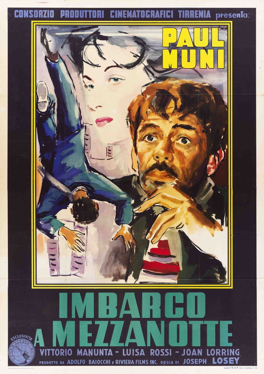 Manifesto 3 per il film Imbarco a mezzanotte (1952), dipinto da Ercole Brini