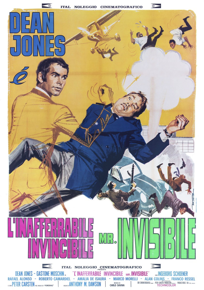 Manifesto 2 per il film L'inafferrabile, invincibile Mr. Invisibile (1970), dipinto da Enrico De Seta