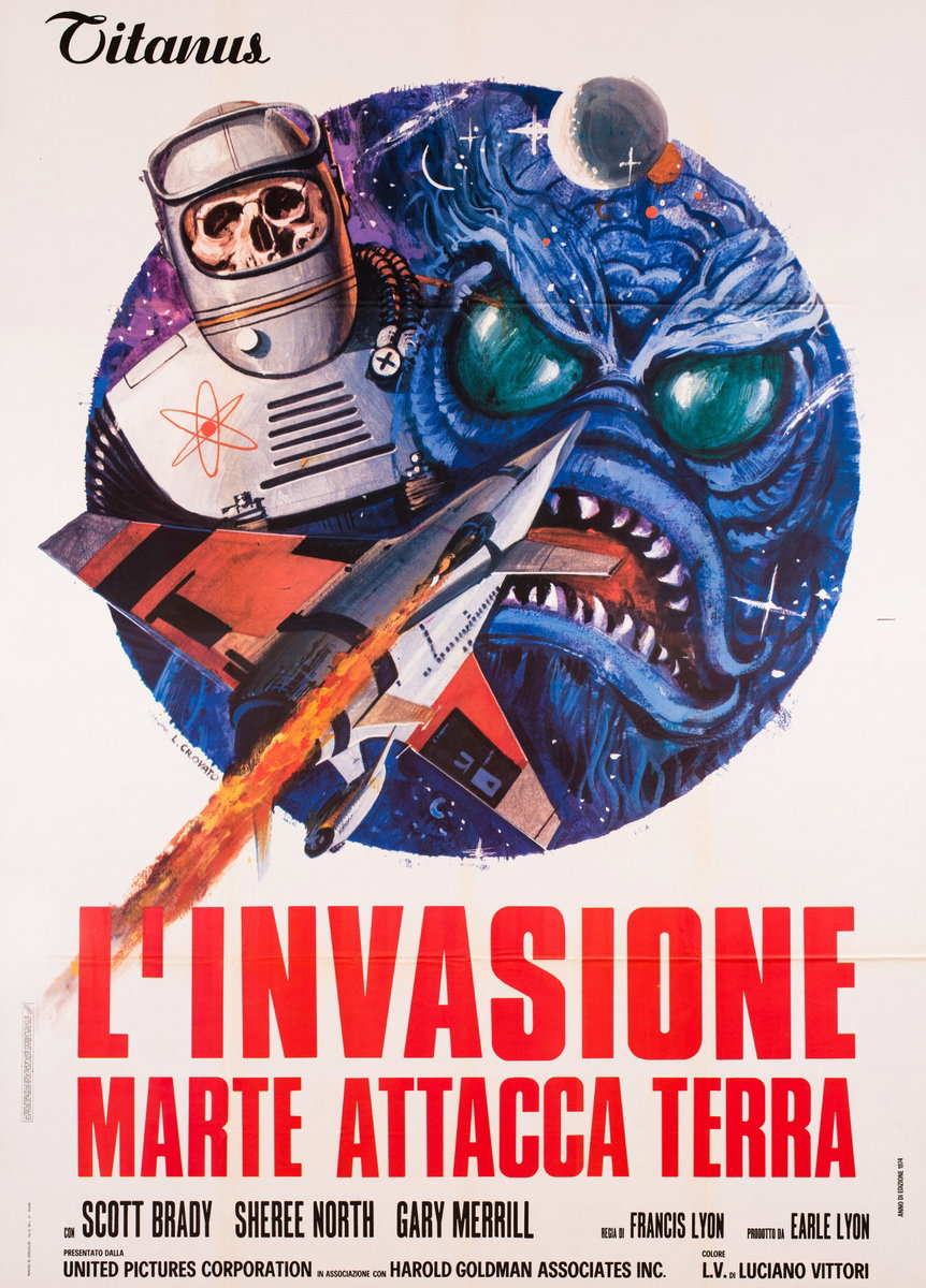 Manifesto 2 per il film L'invasione - Marte attacca Terra (1966), dipinto da Luciano Crovato