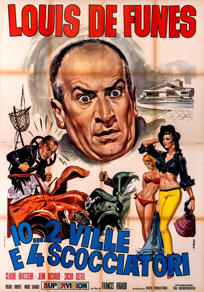 Manifesto 2 per il film Io... 2 ville e 4 scocciatori (1962), dipinto da Renato Casaro (Renè)