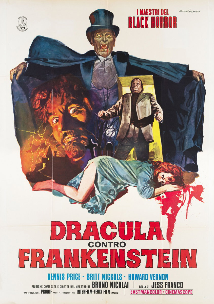 Poster 2 for the film Dracula, Prisoner of Frankenstein (1972), painted by Rodolfo Gasparri