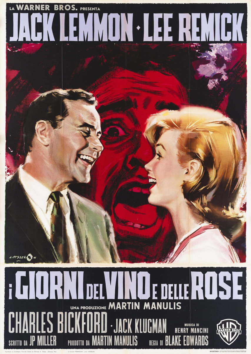 Manifesto 2 per il film I giorni del vino e delle rose (1963), dipinto da Angelo Cesselon