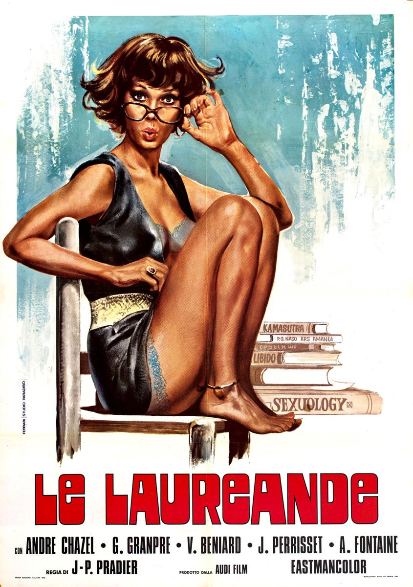 Manifesto 2 per il film Le laureande (1975), dipinto da Mario Ferrari (Mafè)