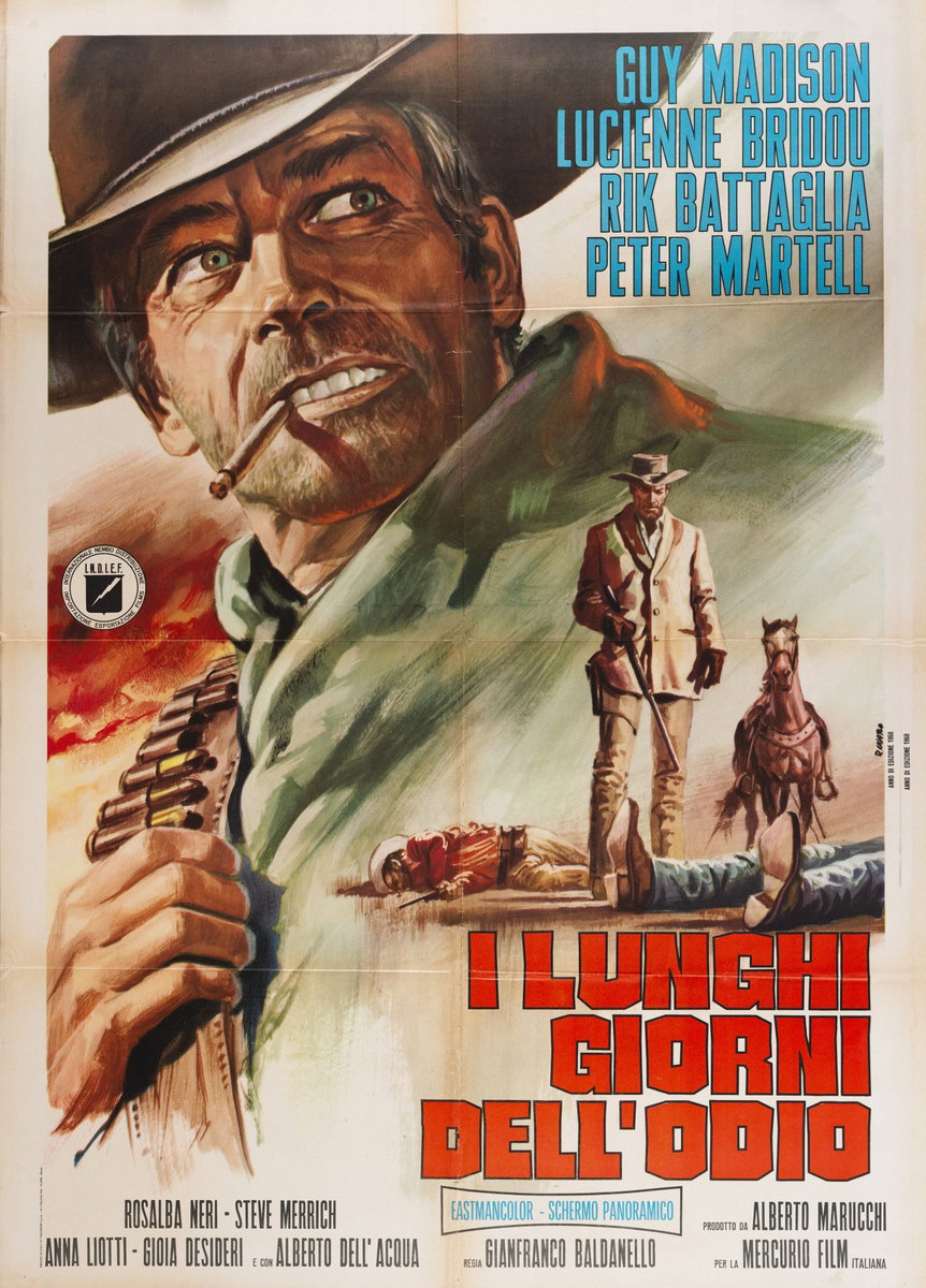 Manifesto 2 per il film I lunghi giorni dell'odio (1968), dipinto da Renato Casaro (Renè)
