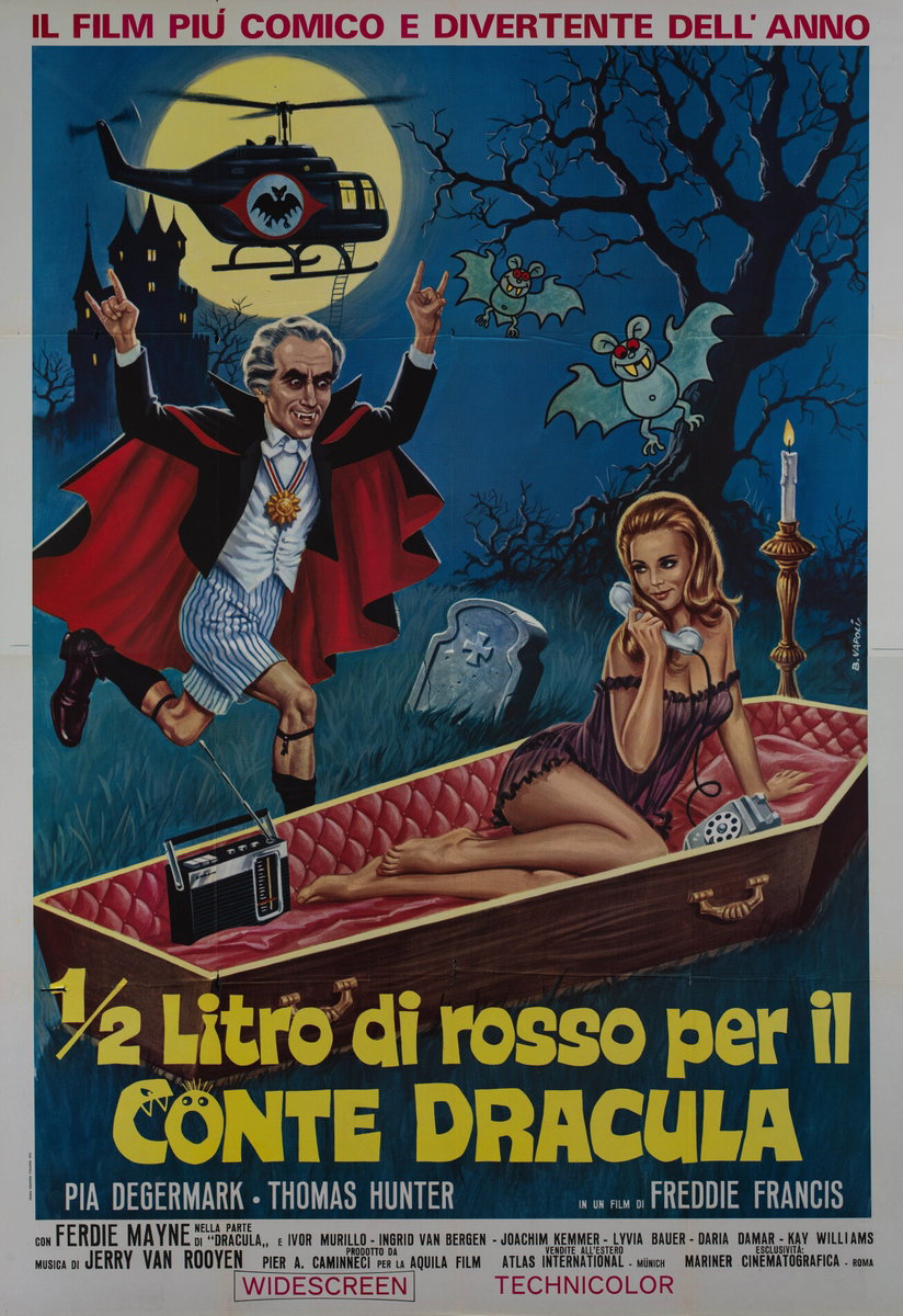 Manifesto 2 per il film 1/2 litro di rosso per il conte Dracula (1971), dipinto da Bruno Napoli