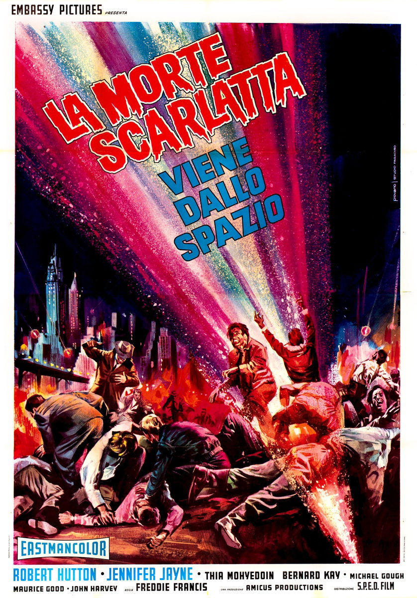 Manifesto 2 per il film La morte scarlatta viene dallo spazio (1967), dipinto da Mario Piovano