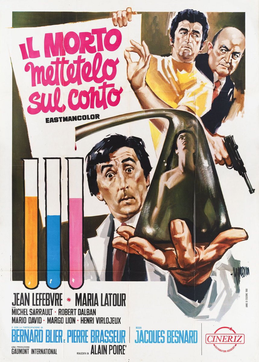 Manifesto 2 per il film Il morto mettetelo sul conto (1967), dipinto da Sandro Simeoni (Symeoni)
