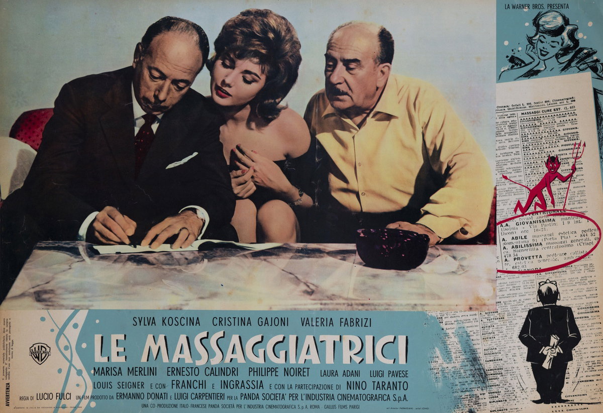 Lobby Card 3 for the film The Masseuses (1962), painted by Carlantonio Longi