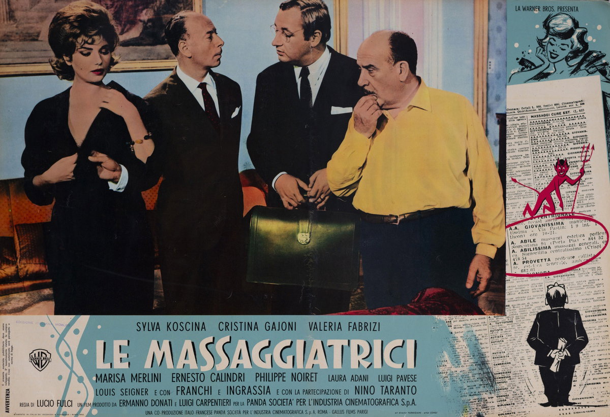 Fotobusta 5 per il film Le massaggiatrici (1962), dipinto da Carlantonio Longi