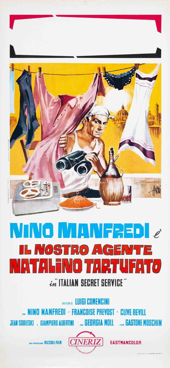 Locandina 2 per il film Il nostro agente Natalino Tartufato (1968), dipinto da Sandro Simeoni (Symeoni)
