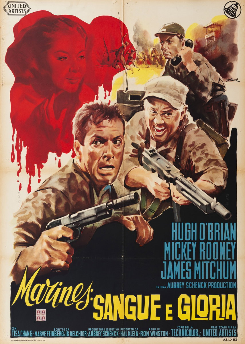 Manifesto 2 per il film Marines: sangue e gloria (1966), dipinto da Giorgio Olivetti