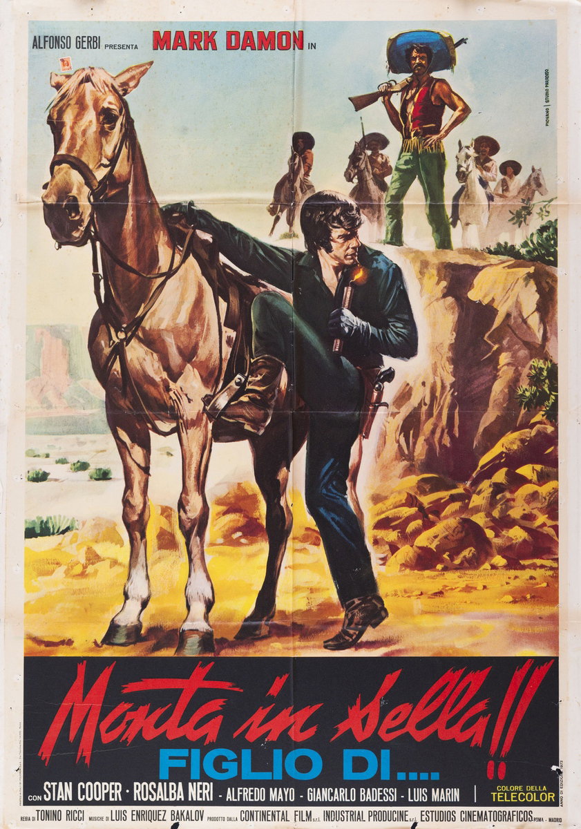Manifesto 2 per il film Monta in sella, figlio di...! (1972), dipinto da Mario Piovano