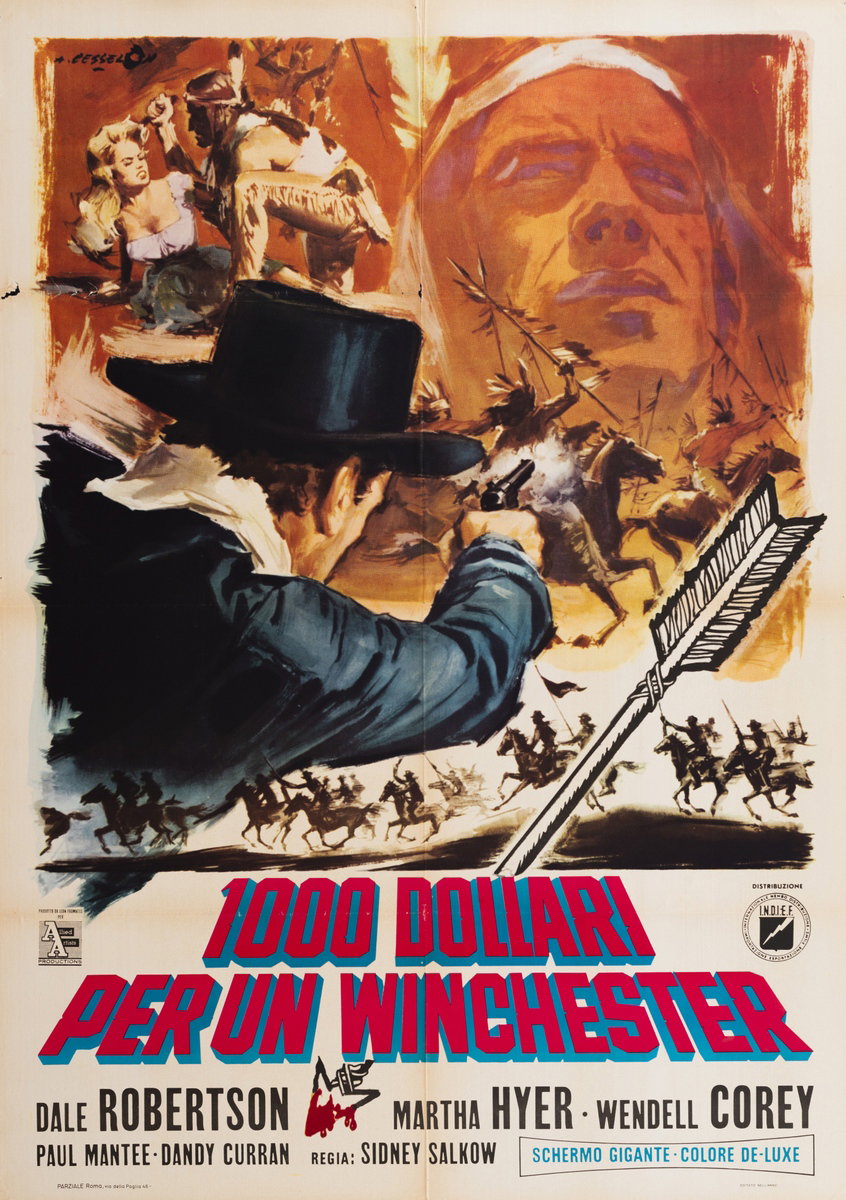 Poster 2 for the film Blood on the Arrow (1964), painted by Angelo Cesselon