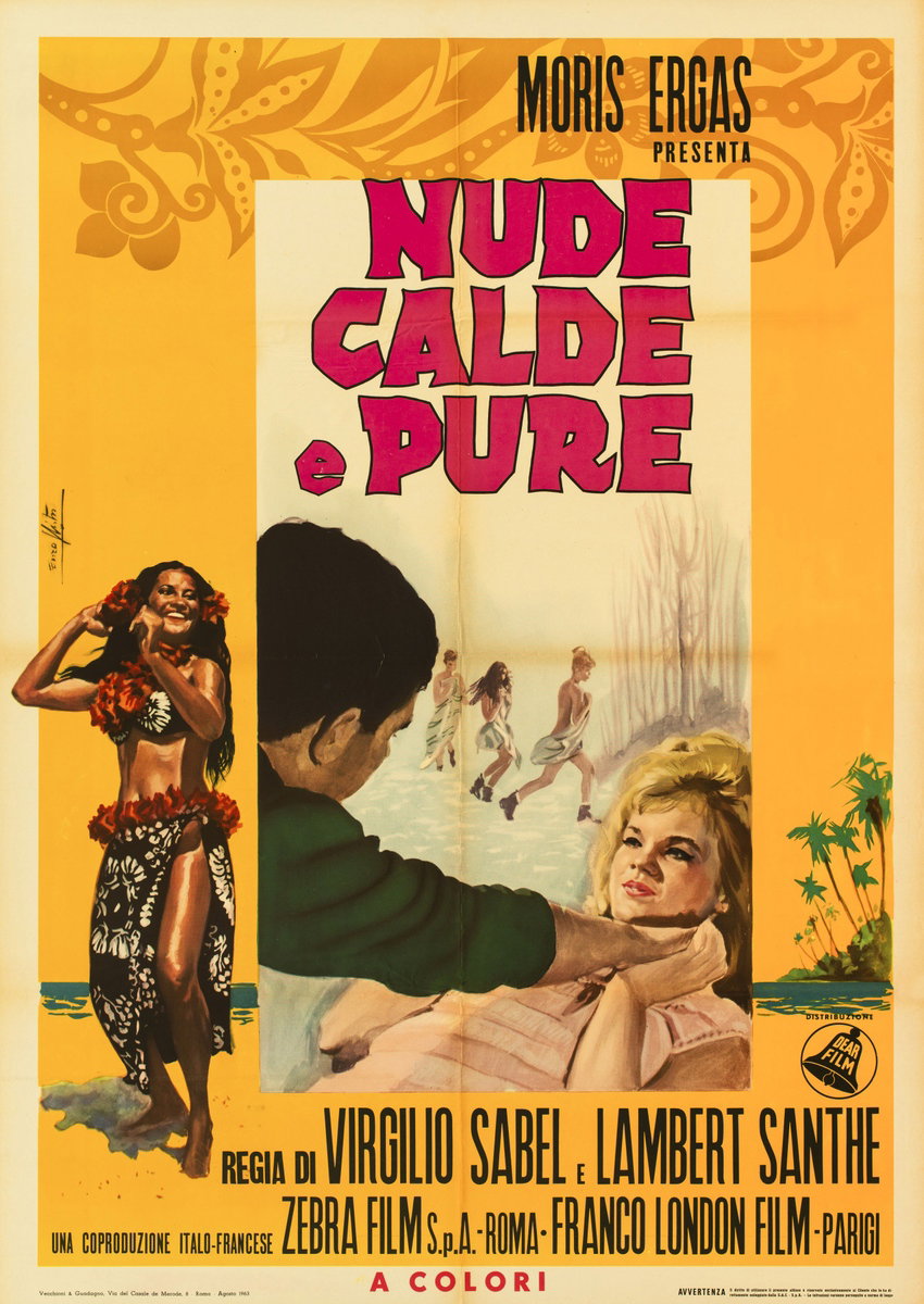 Manifesto 2 per il film Nude calde e pure (1965), dipinto da Lorenzo Nistri (Enzo)