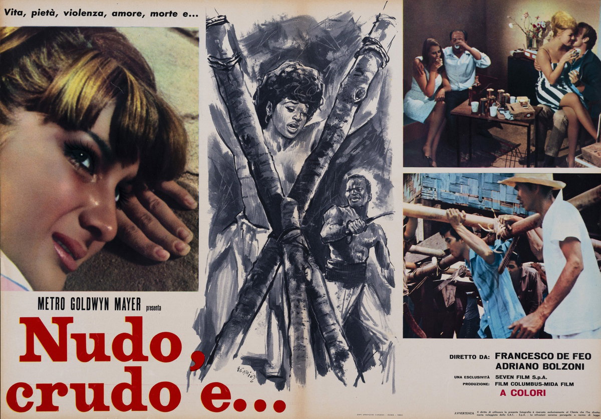 Fotobusta 2 per il film Nudo, crudo e... (1964), dipinto da Arnaldo De Amicis (Aldo)