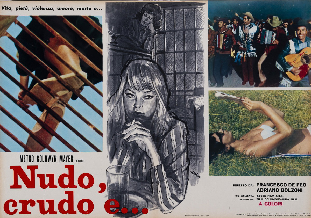 Fotobusta 5 per il film Nudo, crudo e... (1964), dipinto da Arnaldo De Amicis (Aldo)