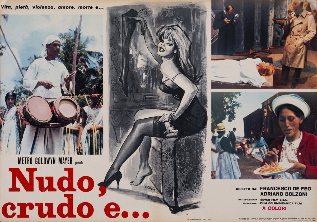 Fotobusta 10 per il film Nudo, crudo e... (1964), dipinto da Arnaldo De Amicis (Aldo)