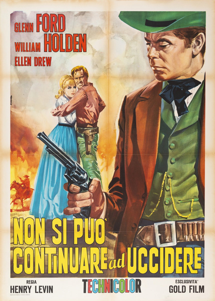 Manifesto 2 per il film L'uomo del Colorado (Non si può continuare ad uccidere) (1948), dipinto da Renato Casaro (Renè)