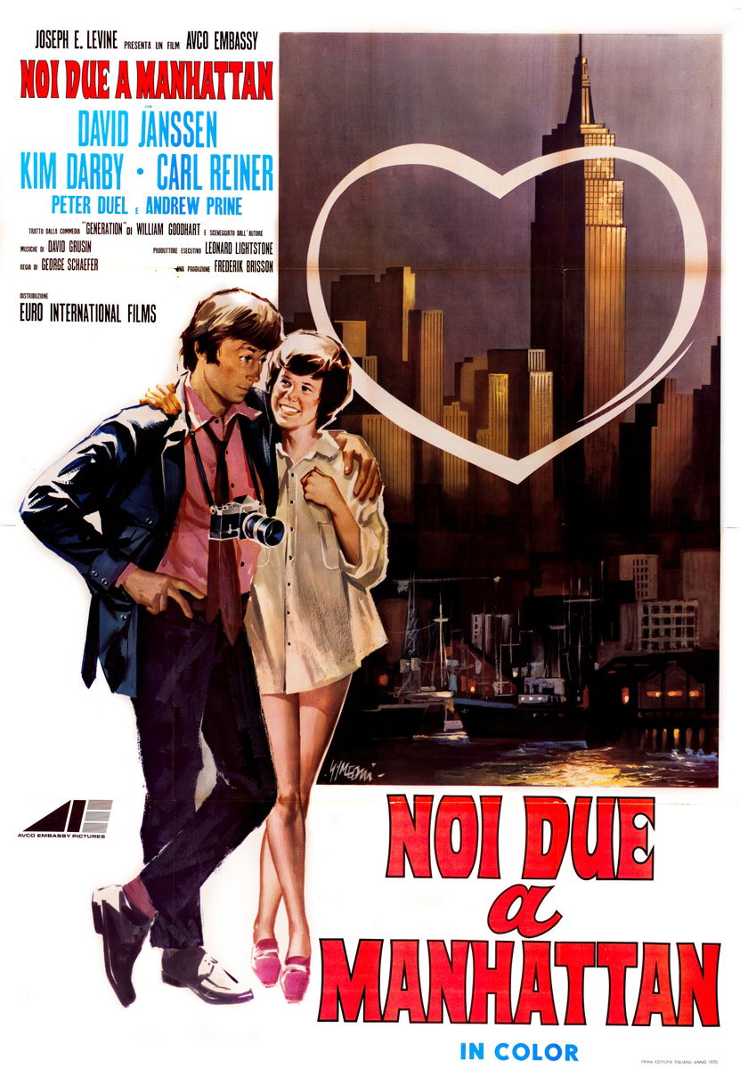 Manifesto 2 per il film Noi due a Manhattan (1969), dipinto da Sandro Simeoni (Symeoni)