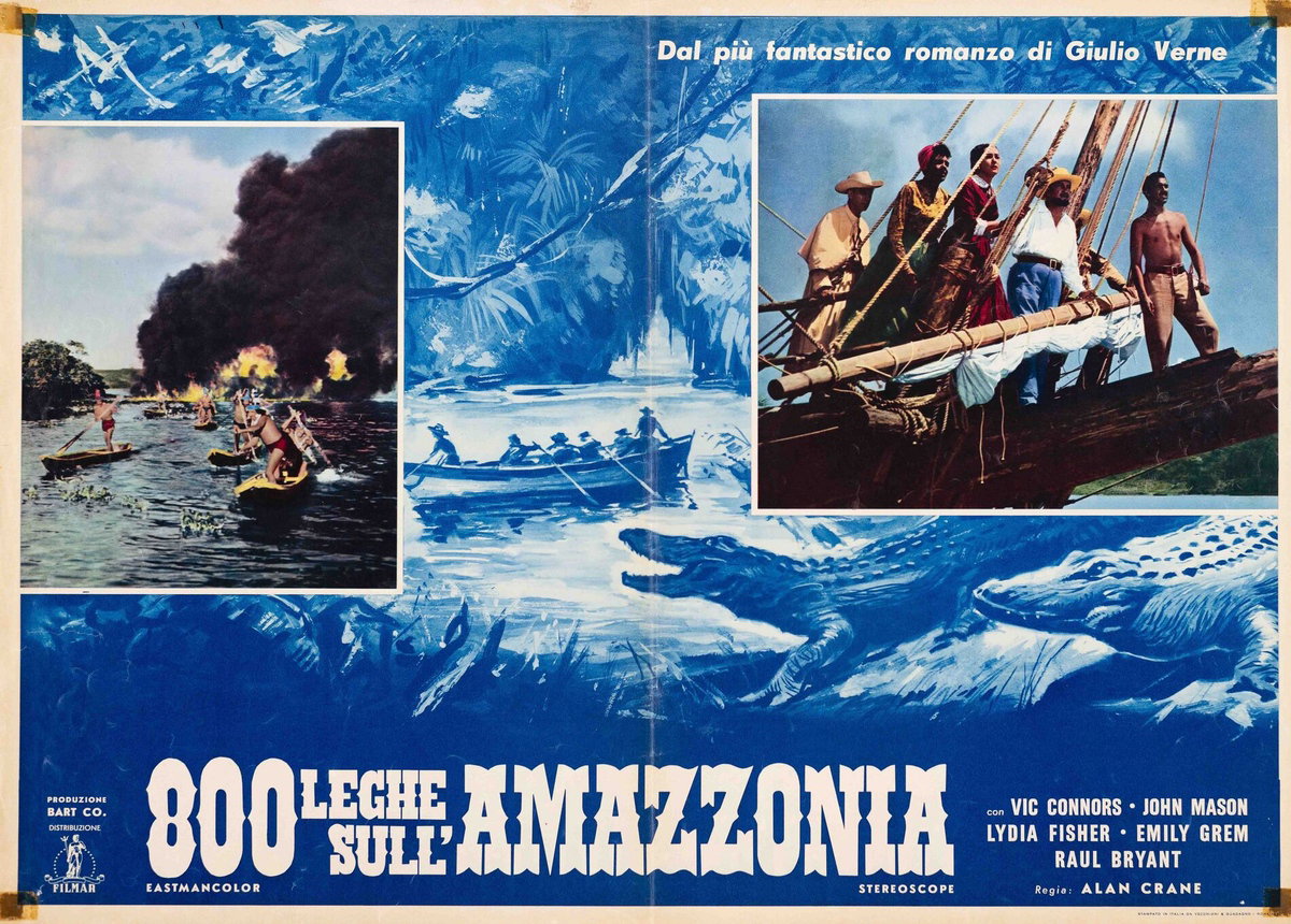 Lobby Card 2 for the film 800 Leagues Over the Amazon (1959), painted by Arnaldo De Amicis (Aldo)