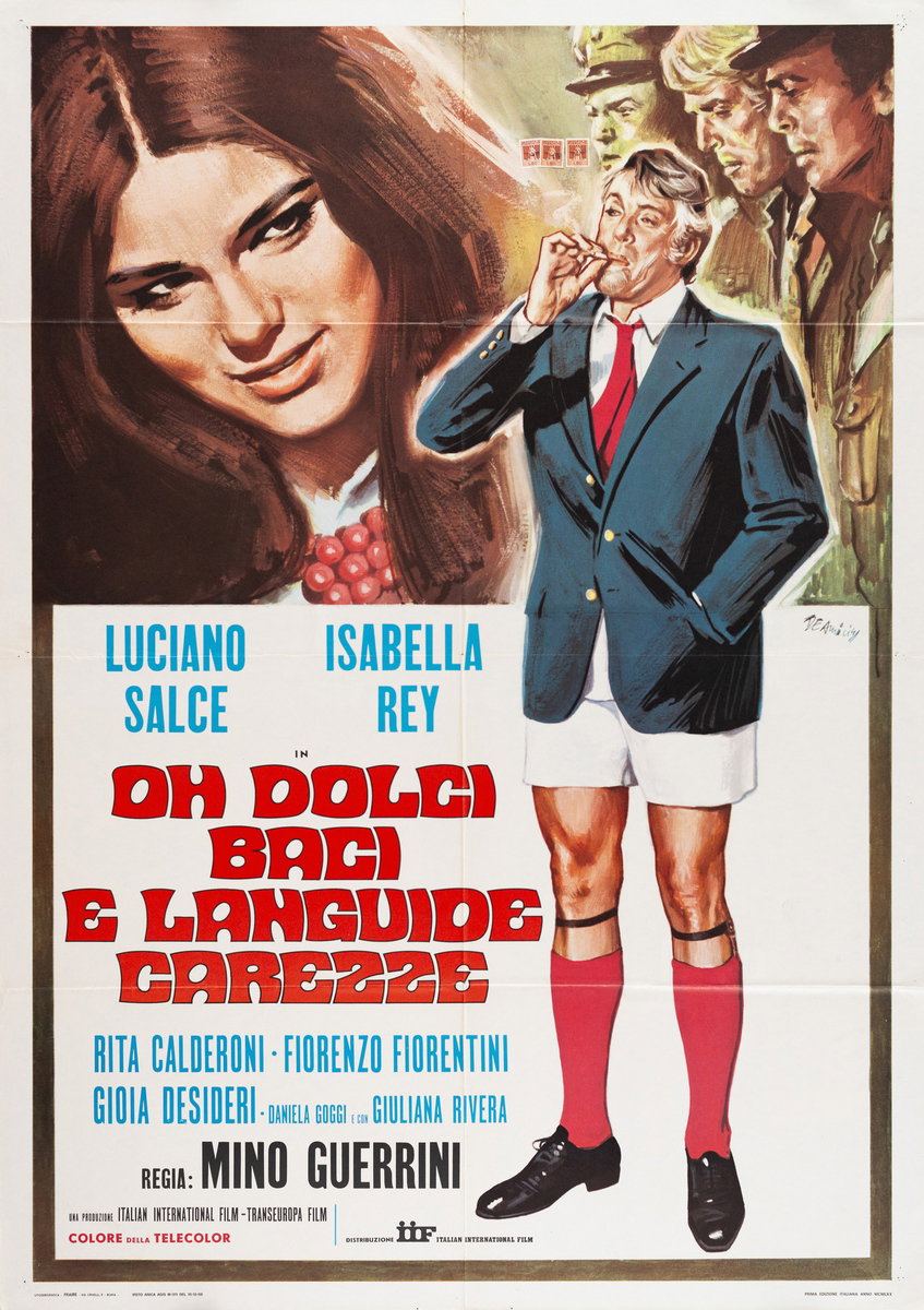 Manifesto 2 per il film Oh dolci baci e languide carezze (1970), dipinto da Arnaldo De Amicis (Aldo)