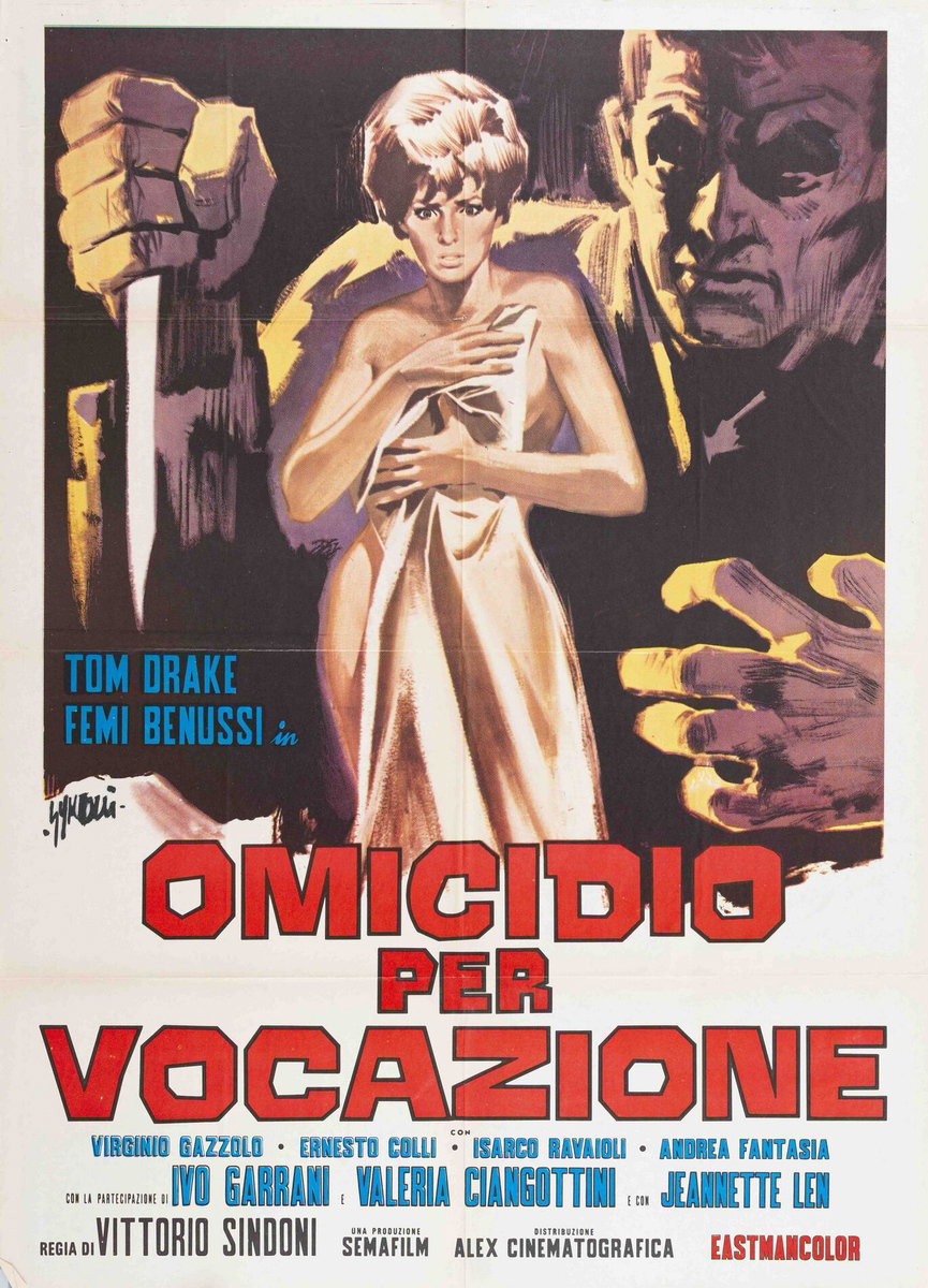 Manifesto 3 per il film Omicidio per vocazione (1968), dipinto da Sandro Simeoni (Symeoni)