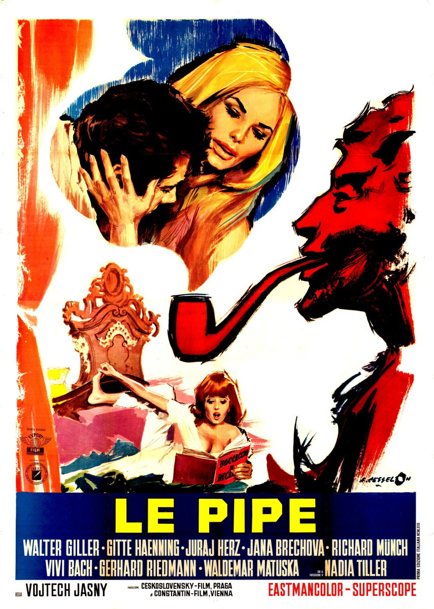 Poster 2 for the film The Pipes (1966), painted by Angelo Cesselon