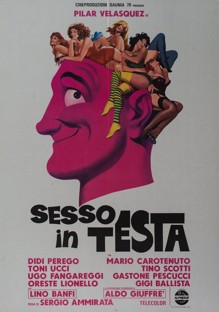 Manifesto 2 per il film Sesso in testa (1974), dipinto da Enzo Sciotti