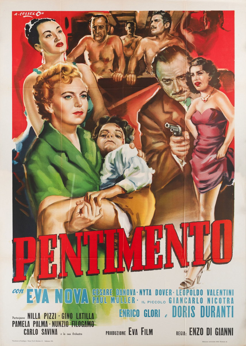 Poster 2 for the film Pentimento (1952), painted by Angelo Cesselon