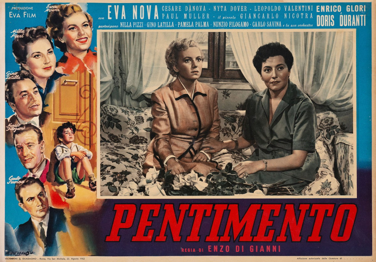 Lobby Card 2 for the film Pentimento (1952), painted by Angelo Cesselon