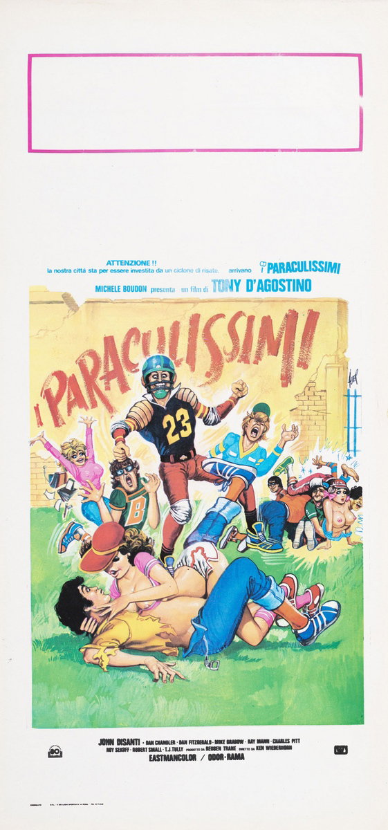 Locandina 2 per il film I paraculissimi (1979), dipinto da Giovanni Alessandri (Aller)