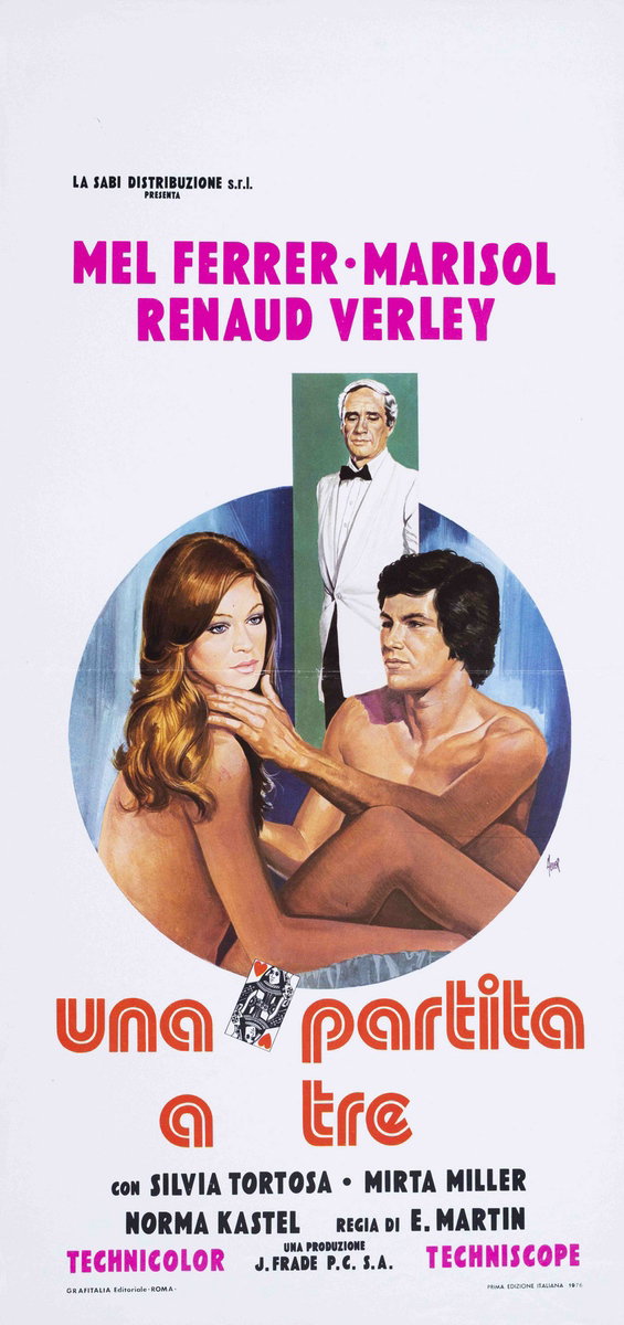 Locandina 2 per il film Una partita a tre (1973), dipinto da Giovanni Alessandri (Aller)